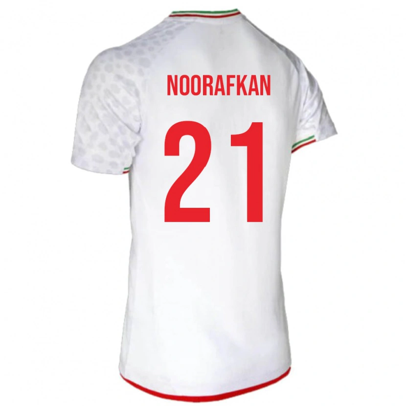 Danxen Enfant Maillot Iran Omid Noorafkan #21 Blanc Tenues Domicile 24-26 T-Shirt