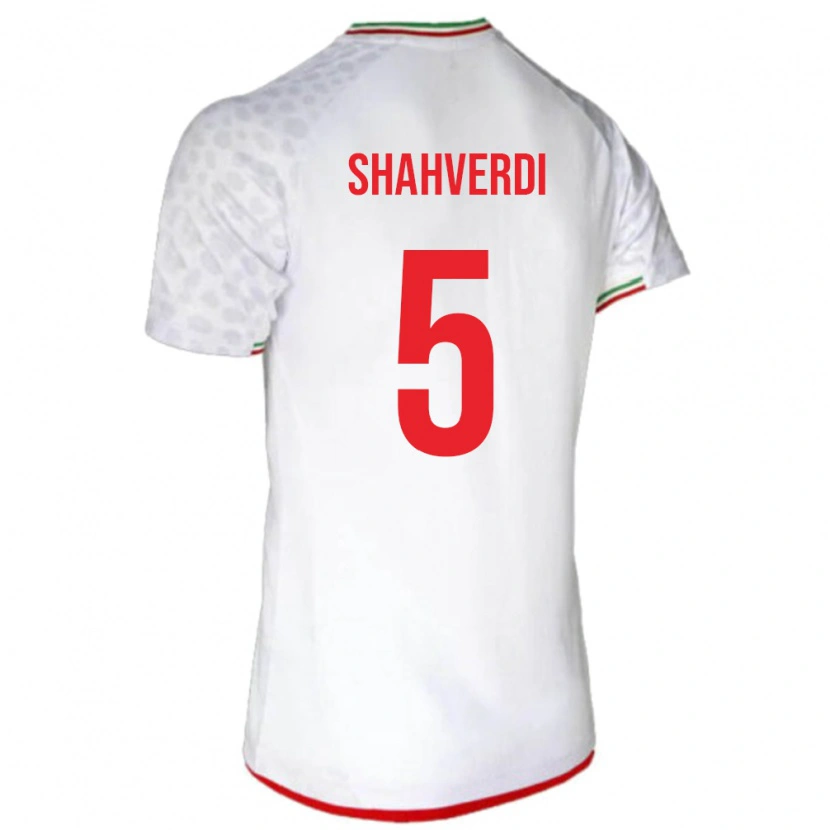 Danxen Enfant Maillot Iran Hosein Shahverdi #5 Blanc Tenues Domicile 24-26 T-Shirt