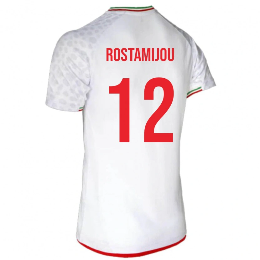 Danxen Enfant Maillot Iran Alireza Rostamijou #12 Blanc Tenues Domicile 24-26 T-Shirt
