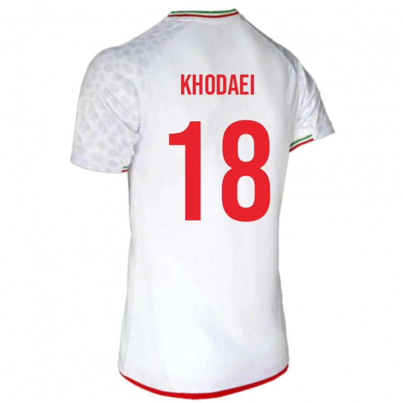 Danxen Enfant Maillot Iran Alireza Khodaei #18 Blanc Tenues Domicile 24-26 T-Shirt