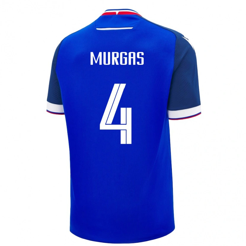 Danxen Enfant Maillot Slovaquie Jan Murgas #4 Bleu Tenues Domicile 24-26 T-Shirt