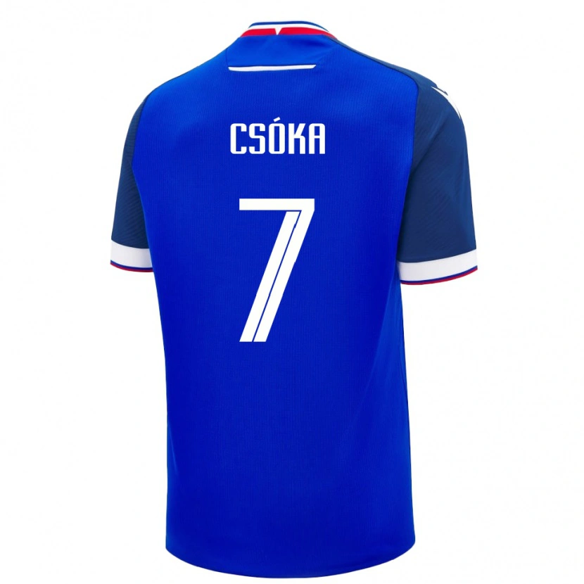 Danxen Enfant Maillot Slovaquie Bálint Csóka #7 Bleu Tenues Domicile 24-26 T-Shirt