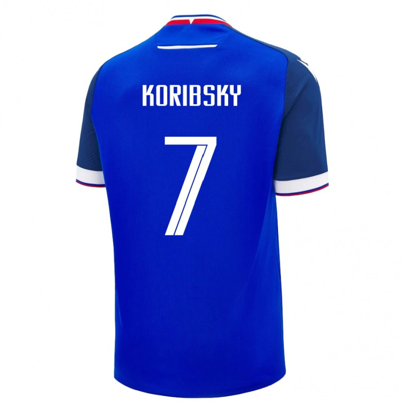 Danxen Enfant Maillot Slovaquie Simon Koribsky #7 Bleu Tenues Domicile 24-26 T-Shirt