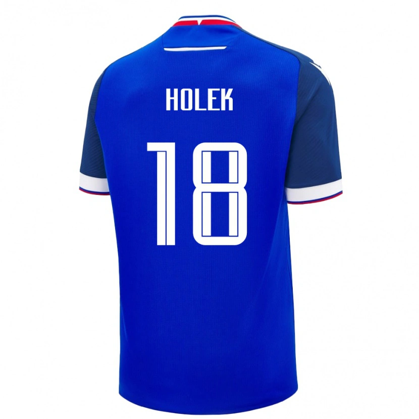 Danxen Enfant Maillot Slovaquie Jakub Holek #18 Bleu Tenues Domicile 24-26 T-Shirt