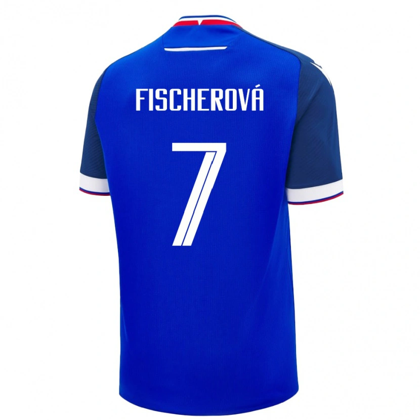 Danxen Enfant Maillot Slovaquie Patrícia Fischerová #7 Bleu Tenues Domicile 24-26 T-Shirt