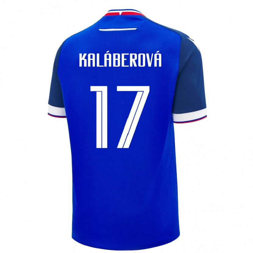 Danxen Enfant Maillot Slovaquie Victoria Kaláberová #17 Bleu Tenues Domicile 24-26 T-Shirt