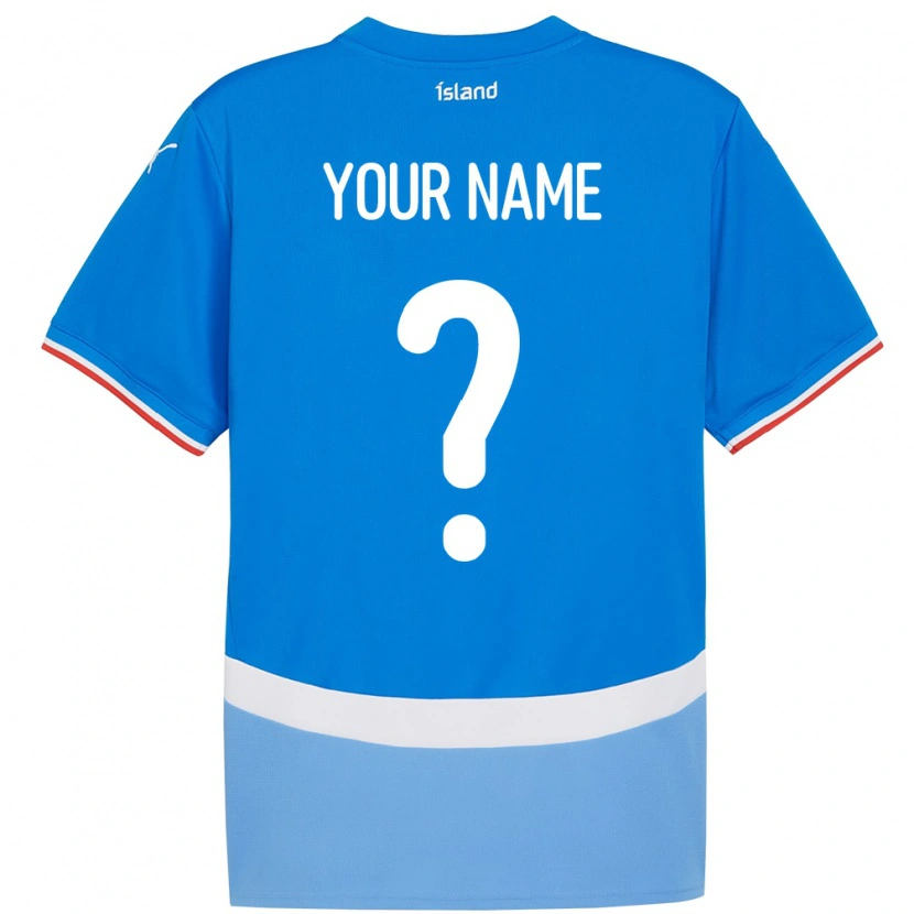 Danxen Enfant Maillot Islande Votre Nom #0 Bleu Tenues Domicile 24-26 T-Shirt