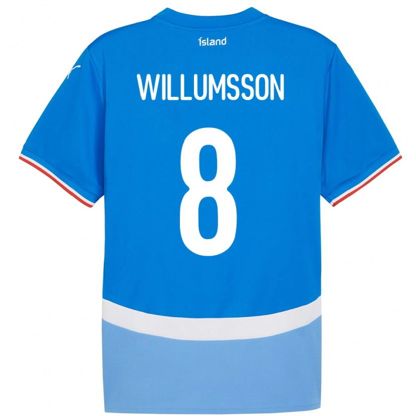 Danxen Enfant Maillot Islande Brynjólfur Andersen Willumsson #8 Bleu Tenues Domicile 24-26 T-Shirt