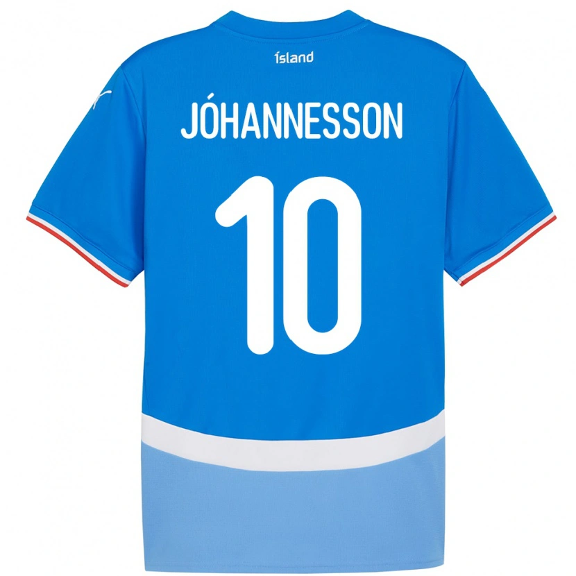 Danxen Enfant Maillot Islande Ísak Jóhannesson #10 Bleu Tenues Domicile 24-26 T-Shirt
