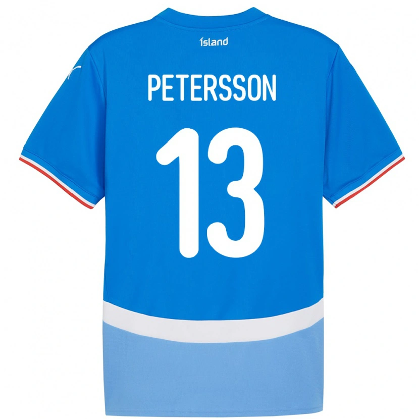 Danxen Enfant Maillot Islande Lúkas Petersson #13 Bleu Tenues Domicile 24-26 T-Shirt