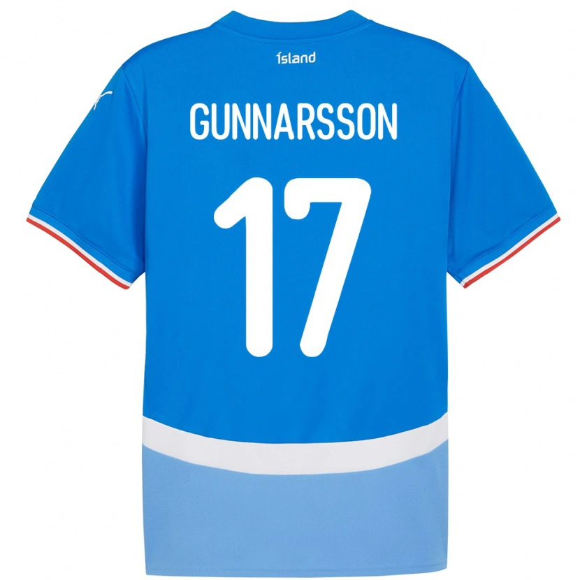 Danxen Enfant Maillot Islande Aron Gunnarsson #17 Bleu Tenues Domicile 24-26 T-Shirt