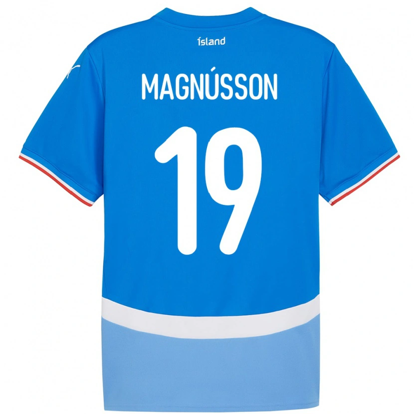 Danxen Enfant Maillot Islande Júlíus Magnússon #19 Bleu Tenues Domicile 24-26 T-Shirt