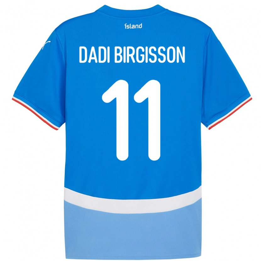 Danxen Enfant Maillot Islande Adolf Dadi Birgisson #11 Bleu Tenues Domicile 24-26 T-Shirt