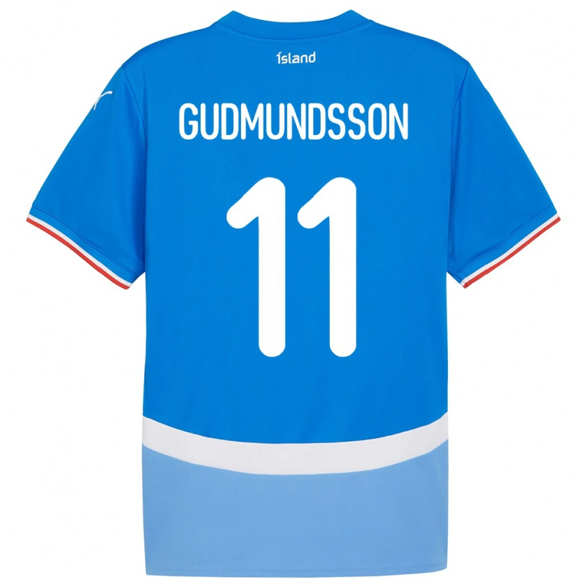 Danxen Enfant Maillot Islande Galdur Gudmundsson #11 Bleu Tenues Domicile 24-26 T-Shirt