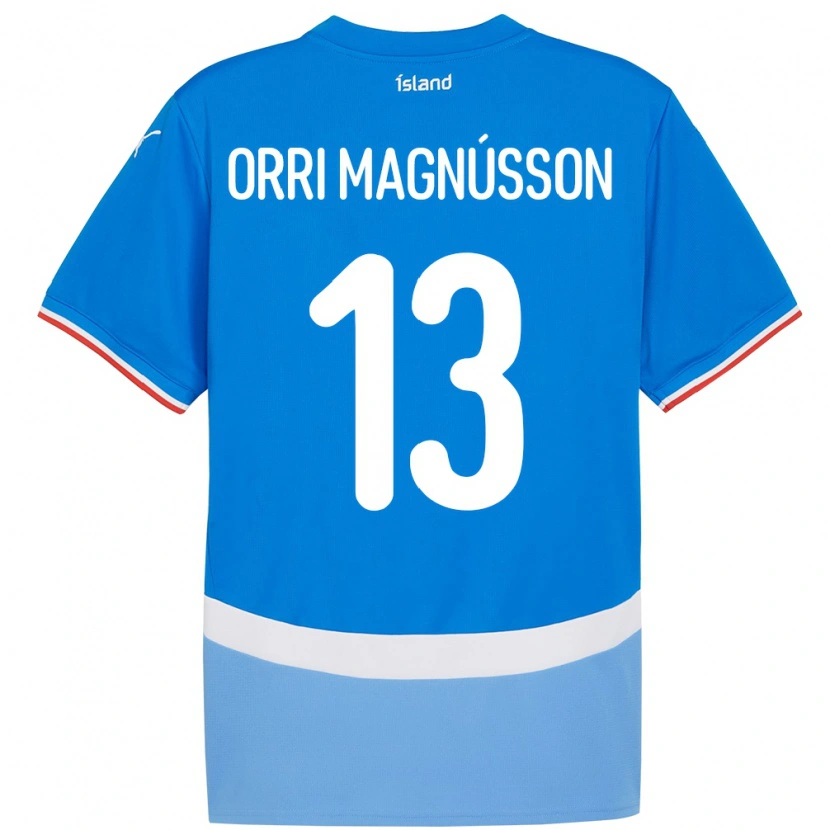 Danxen Enfant Maillot Islande Ásgeir Orri Magnússon #13 Bleu Tenues Domicile 24-26 T-Shirt