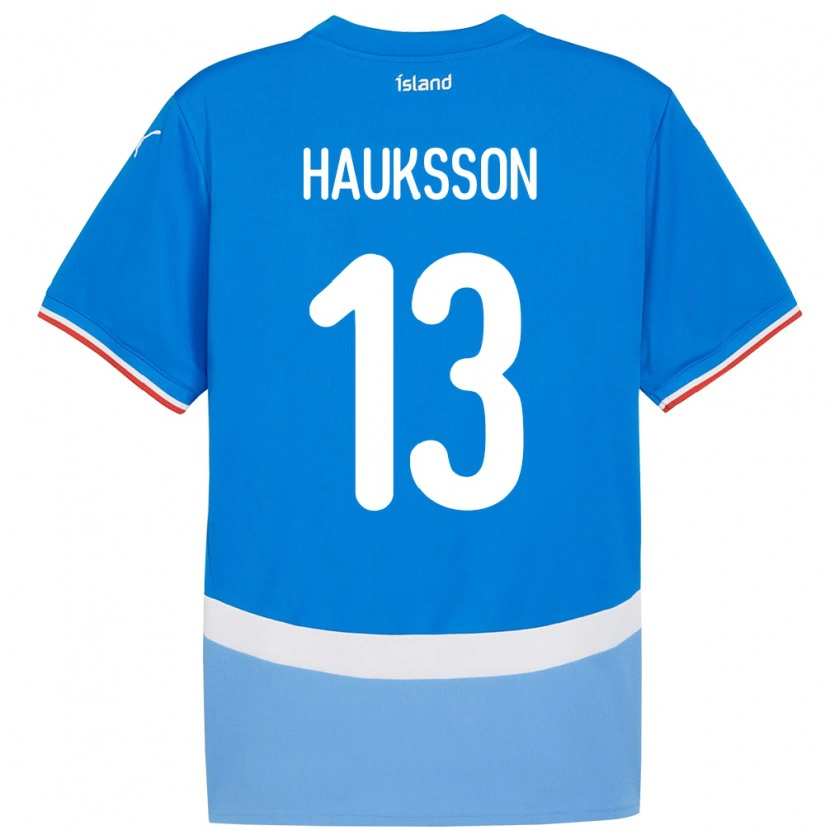 Danxen Enfant Maillot Islande Bjarki Hauksson #13 Bleu Tenues Domicile 24-26 T-Shirt