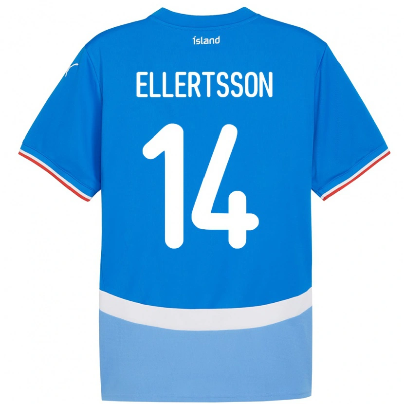 Danxen Enfant Maillot Islande Styrmir Jóhann Ellertsson #14 Bleu Tenues Domicile 24-26 T-Shirt