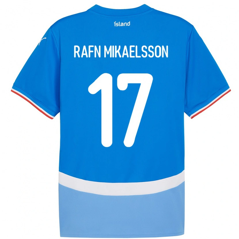 Danxen Enfant Maillot Islande Hilmir Rafn Mikaelsson #17 Bleu Tenues Domicile 24-26 T-Shirt