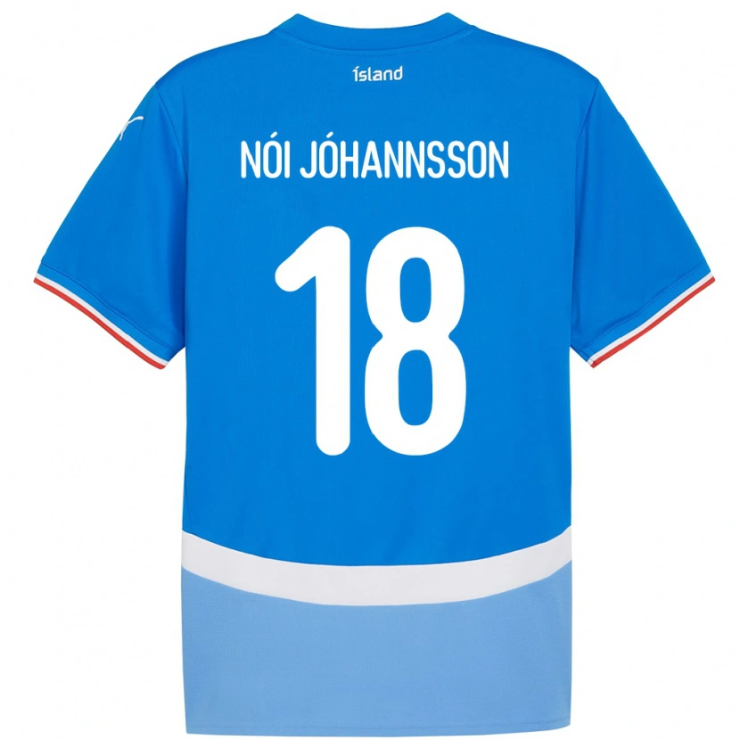 Danxen Enfant Maillot Islande Sigurdur Nói Jóhannsson #18 Bleu Tenues Domicile 24-26 T-Shirt