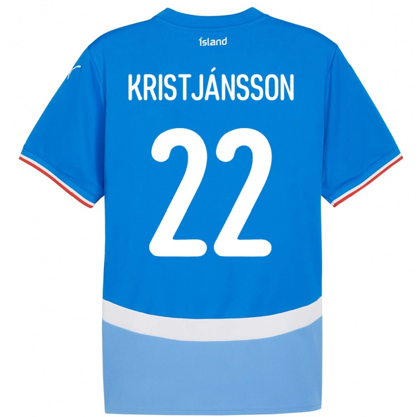Danxen Enfant Maillot Islande Daníel Freyr Kristjánsson #22 Bleu Tenues Domicile 24-26 T-Shirt