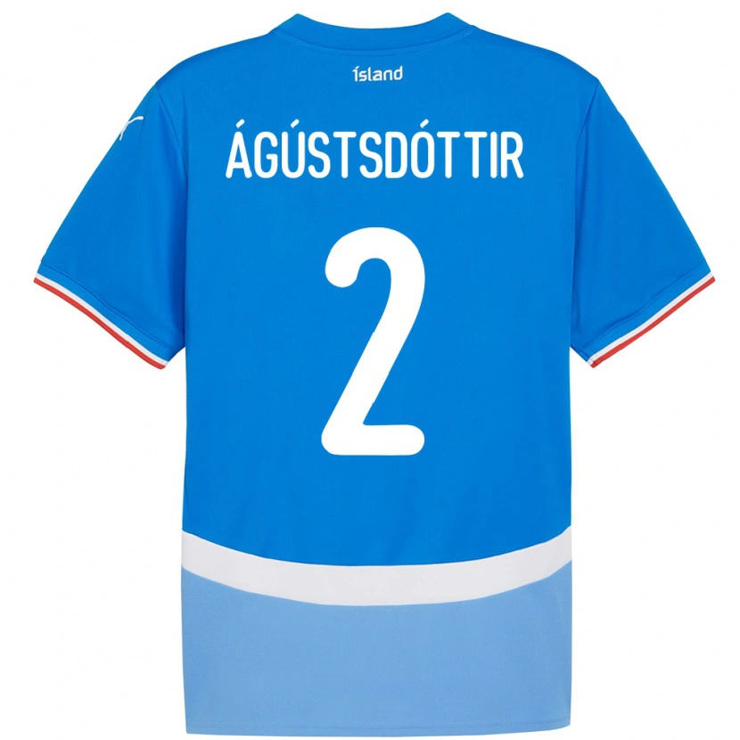 Danxen Enfant Maillot Islande Berglind Rós Ágústsdóttir #2 Bleu Tenues Domicile 24-26 T-Shirt