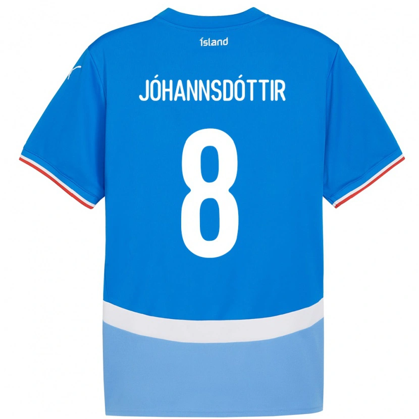 Danxen Enfant Maillot Islande Alexandra Jóhannsdóttir #8 Bleu Tenues Domicile 24-26 T-Shirt