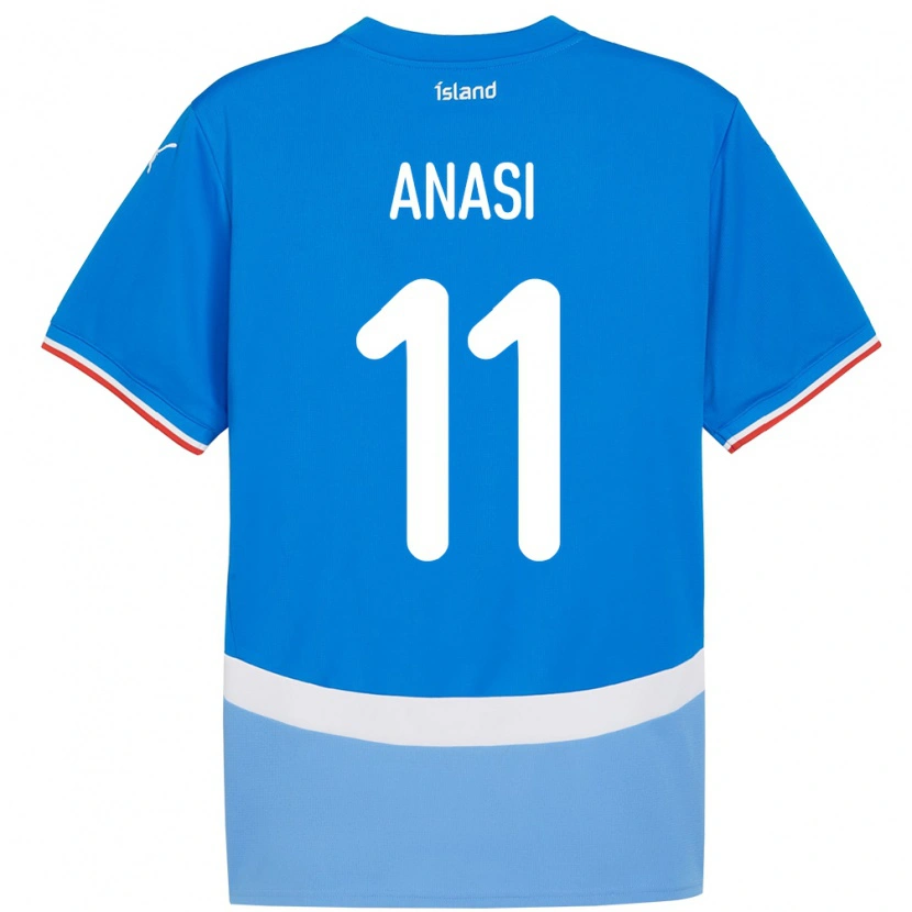 Danxen Enfant Maillot Islande Natasha Anasi #11 Bleu Tenues Domicile 24-26 T-Shirt