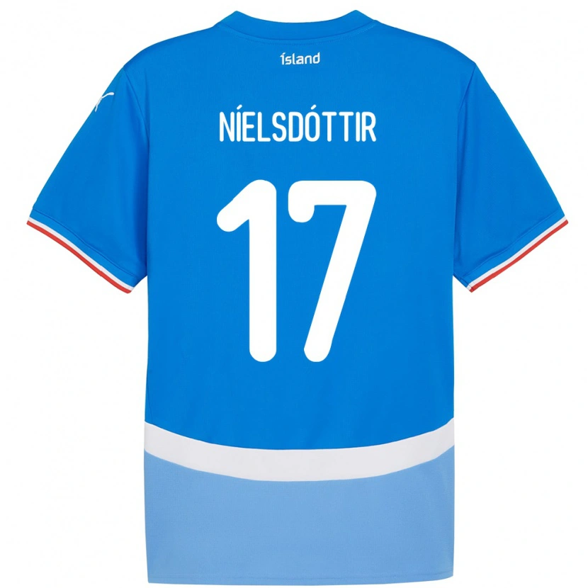 Danxen Enfant Maillot Islande Bryndís Arna Níelsdóttir #17 Bleu Tenues Domicile 24-26 T-Shirt