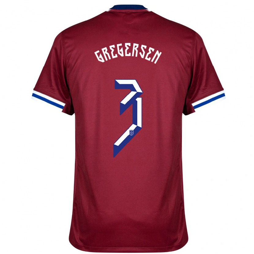 Danxen Enfant Maillot Norvège Stian Gregersen #3 Rouge Bleu Blanc Tenues Domicile 24-26 T-Shirt