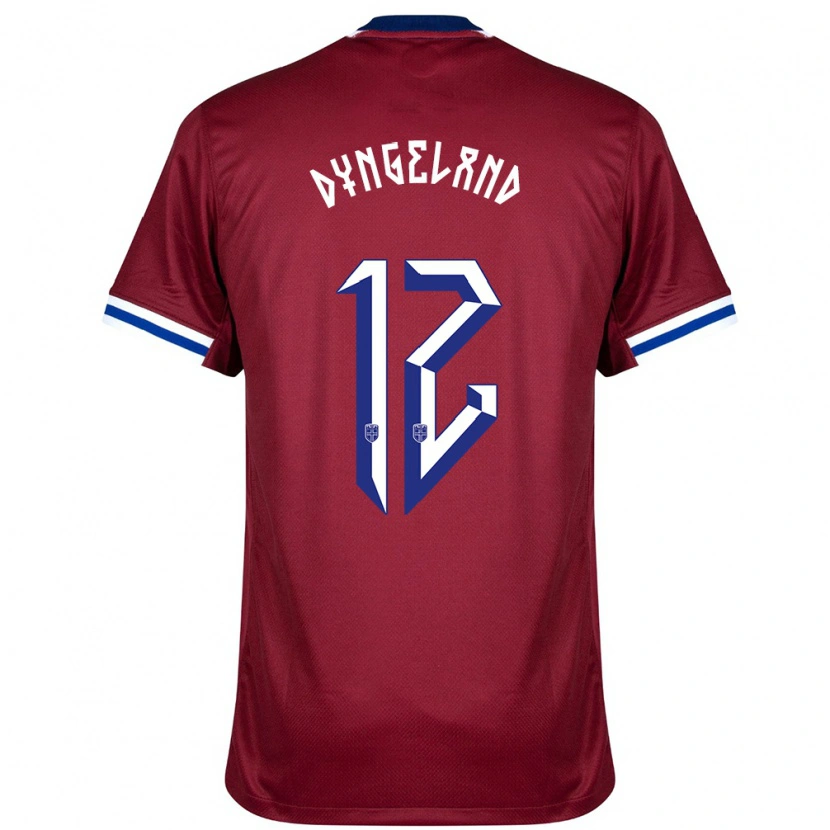 Danxen Enfant Maillot Norvège Mathias Dyngeland #12 Rouge Bleu Blanc Tenues Domicile 24-26 T-Shirt
