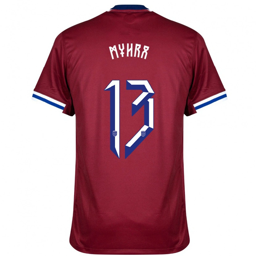 Danxen Enfant Maillot Norvège Viljar Myhra #13 Rouge Bleu Blanc Tenues Domicile 24-26 T-Shirt