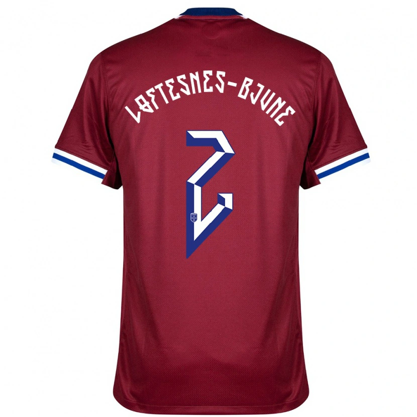 Danxen Enfant Maillot Norvège Filip Loftesnes-Bjune #2 Rouge Bleu Blanc Tenues Domicile 24-26 T-Shirt