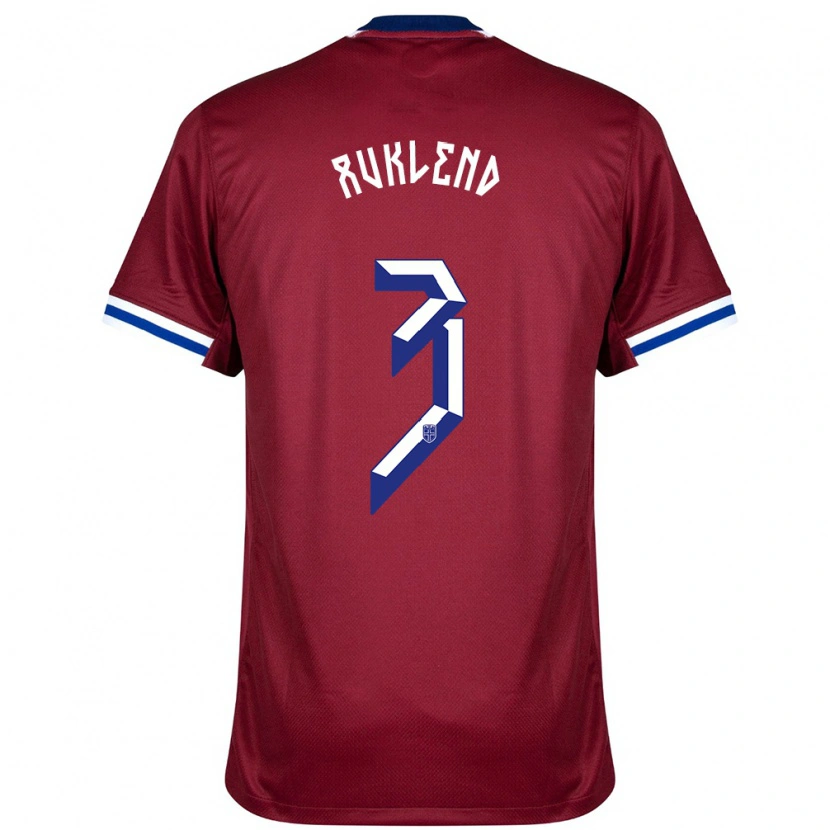 Danxen Enfant Maillot Norvège Vetle Auklend #3 Rouge Bleu Blanc Tenues Domicile 24-26 T-Shirt