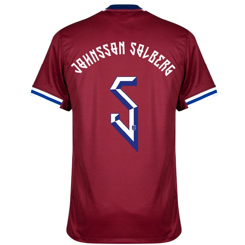 Danxen Enfant Maillot Norvège Jesper Johnsson Solberg #5 Rouge Bleu Blanc Tenues Domicile 24-26 T-Shirt