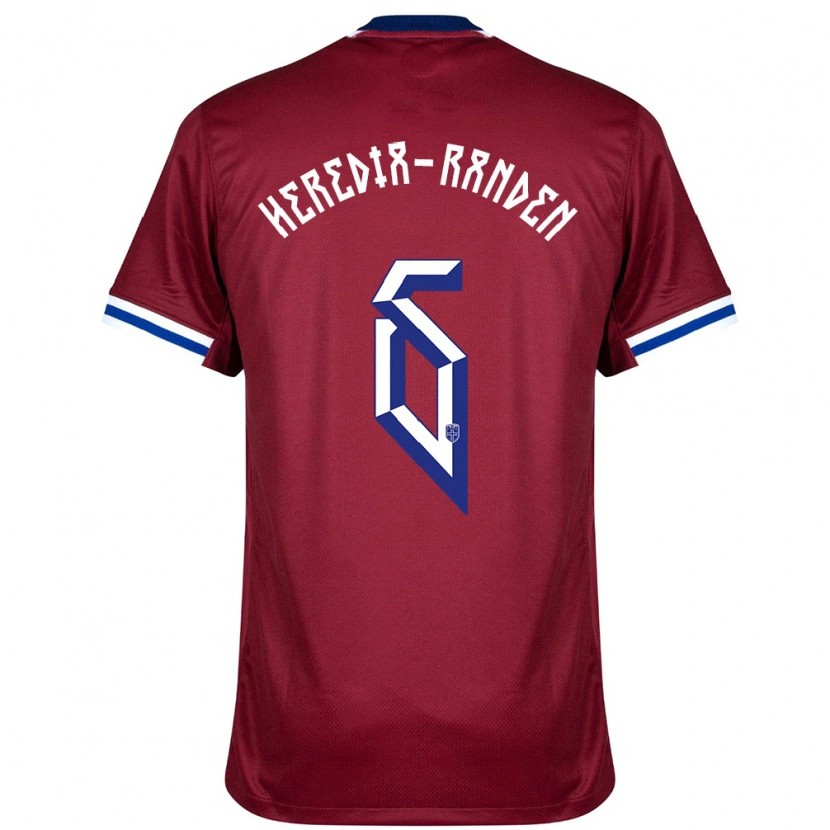 Danxen Enfant Maillot Norvège Andreas Heredia-Randen #6 Rouge Bleu Blanc Tenues Domicile 24-26 T-Shirt
