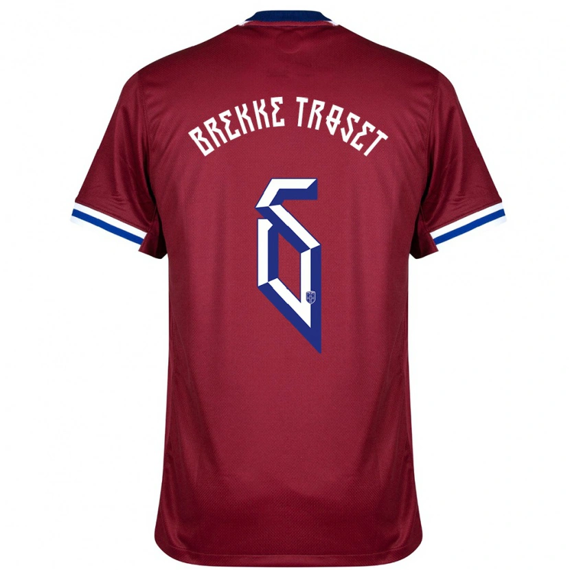 Danxen Enfant Maillot Norvège Henry Brekke Troset #6 Rouge Bleu Blanc Tenues Domicile 24-26 T-Shirt