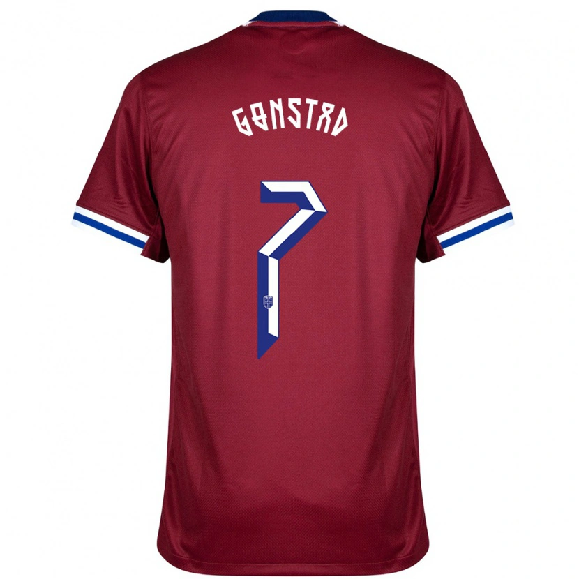 Danxen Enfant Maillot Norvège Julian Gonstad #7 Rouge Bleu Blanc Tenues Domicile 24-26 T-Shirt