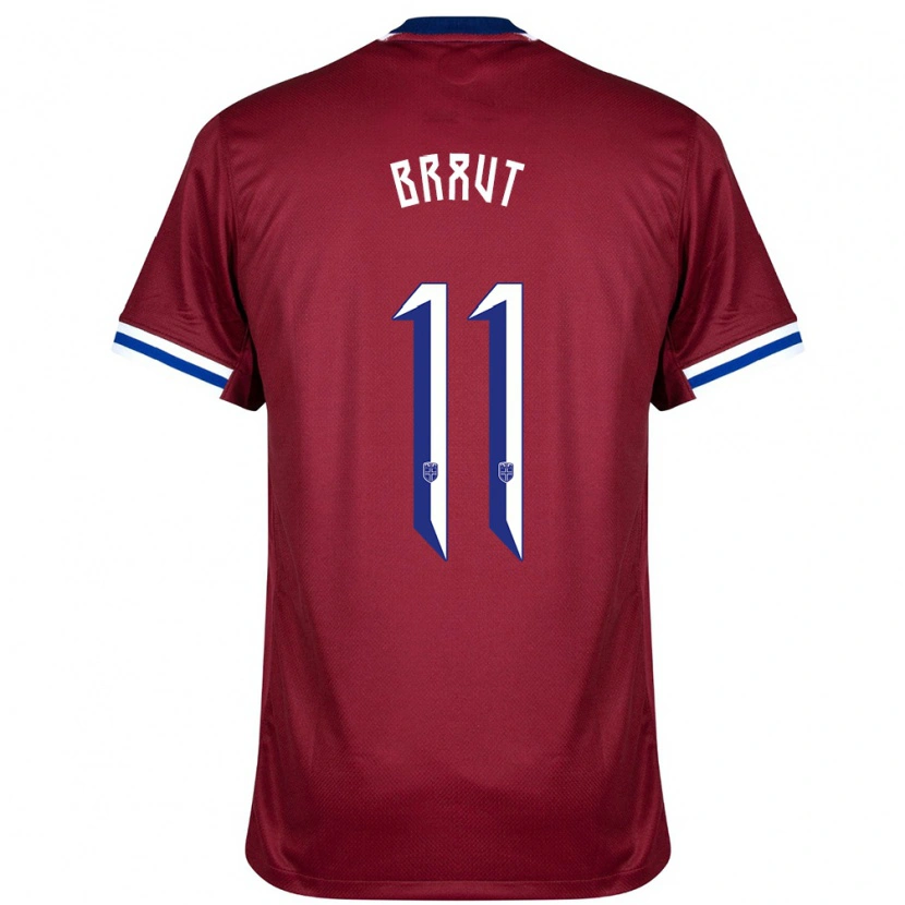 Danxen Enfant Maillot Norvège Daniel Braut #11 Rouge Bleu Blanc Tenues Domicile 24-26 T-Shirt