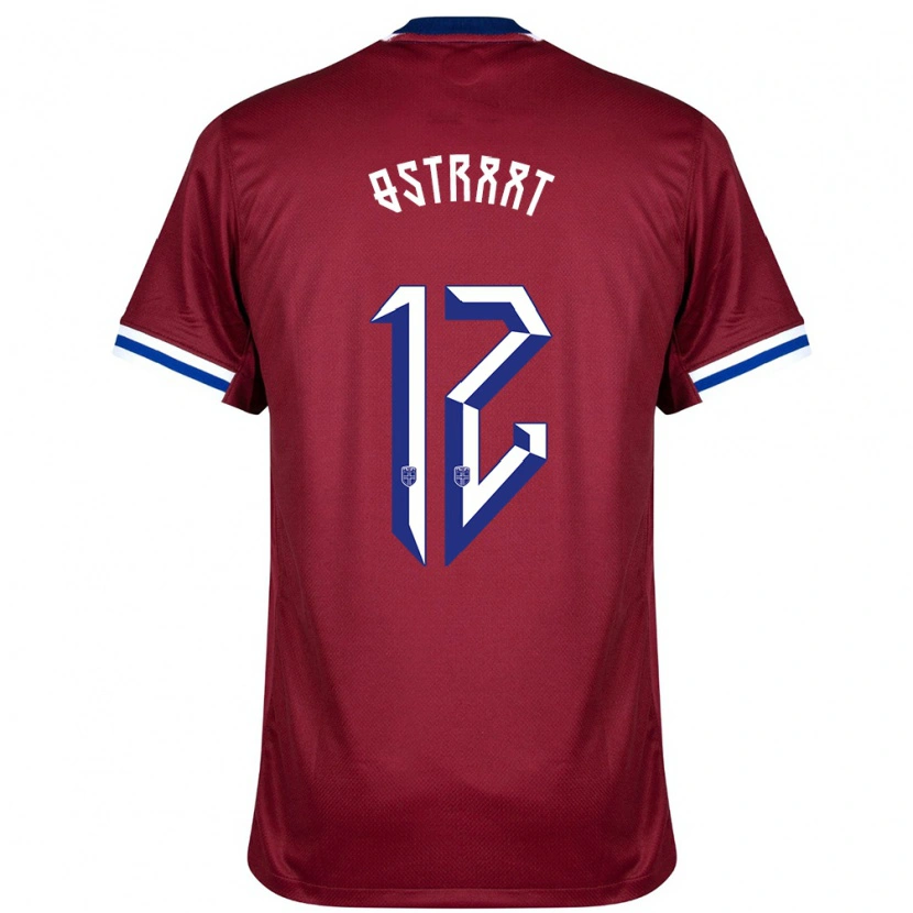 Danxen Enfant Maillot Norvège Sander Østraat #12 Rouge Bleu Blanc Tenues Domicile 24-26 T-Shirt