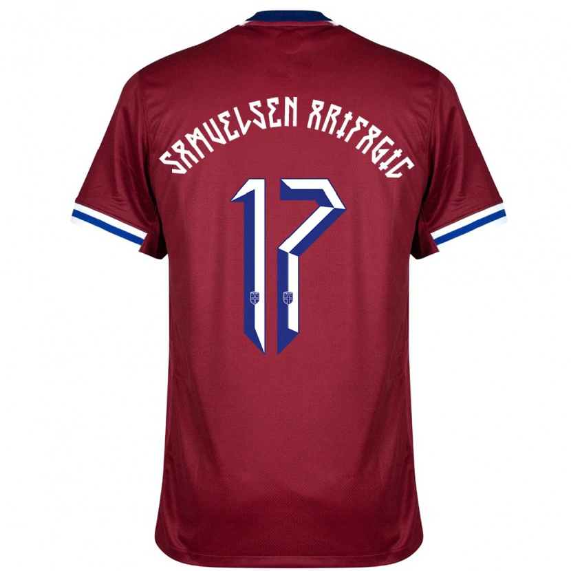Danxen Enfant Maillot Norvège Elias Samuelsen Arifagic #17 Rouge Bleu Blanc Tenues Domicile 24-26 T-Shirt