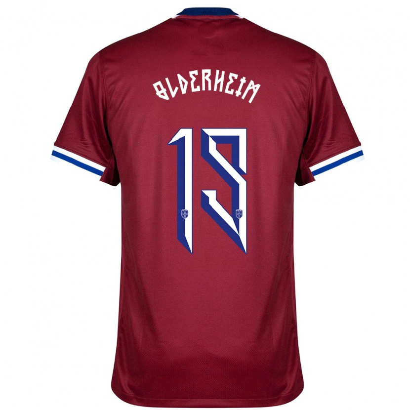 Danxen Enfant Maillot Norvège Sebastian Olderheim #19 Rouge Bleu Blanc Tenues Domicile 24-26 T-Shirt