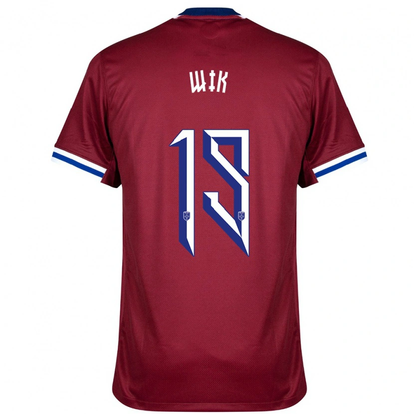 Danxen Enfant Maillot Norvège Nicholas Wik #19 Rouge Bleu Blanc Tenues Domicile 24-26 T-Shirt