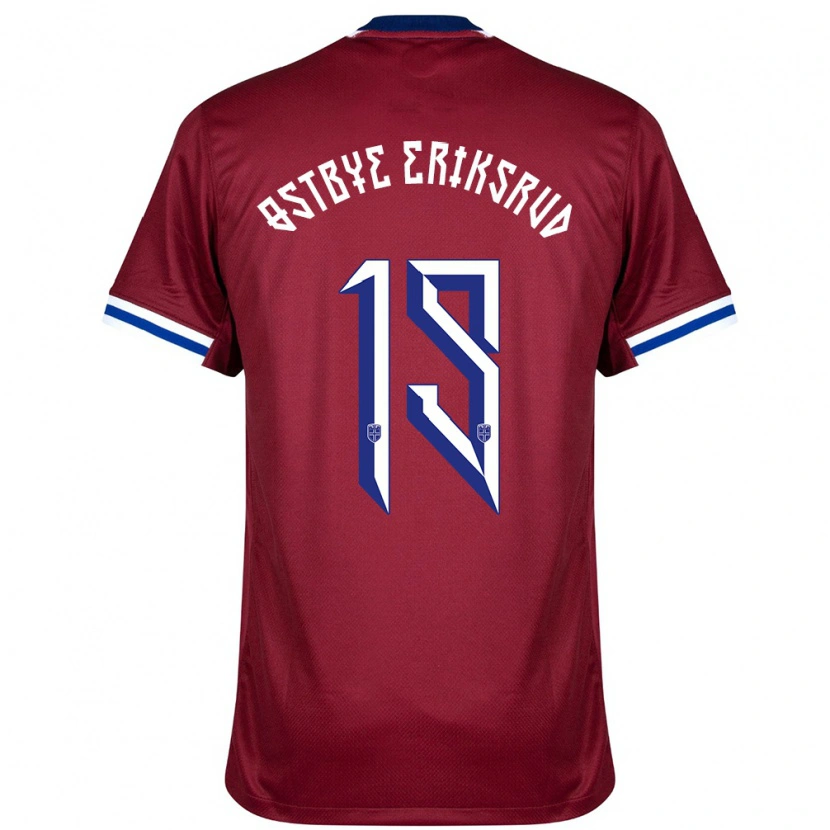 Danxen Enfant Maillot Norvège Marius Østbye Eriksrud #19 Rouge Bleu Blanc Tenues Domicile 24-26 T-Shirt