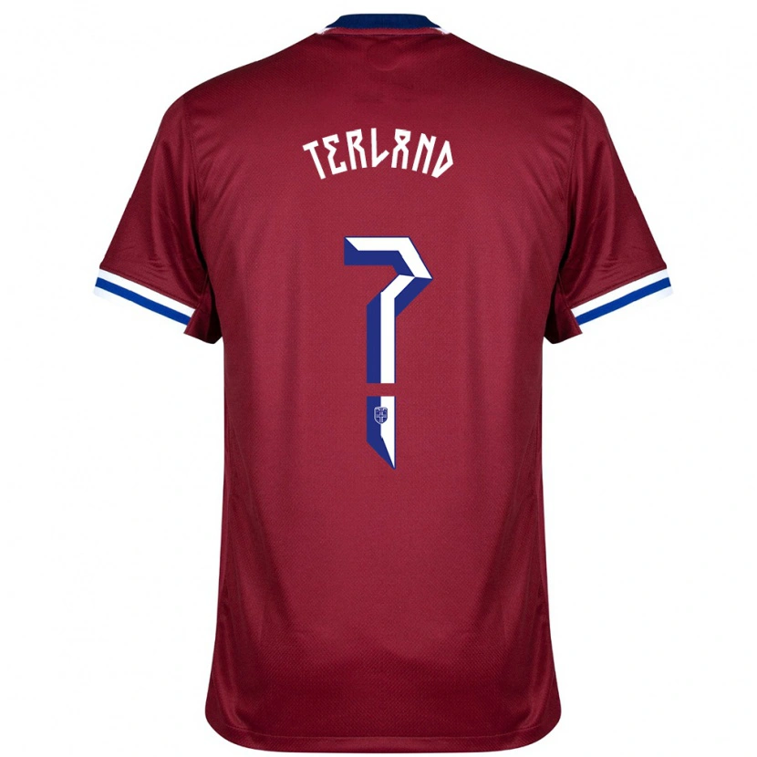 Danxen Enfant Maillot Norvège Elisabeth Terland #0 Rouge Bleu Blanc Tenues Domicile 24-26 T-Shirt