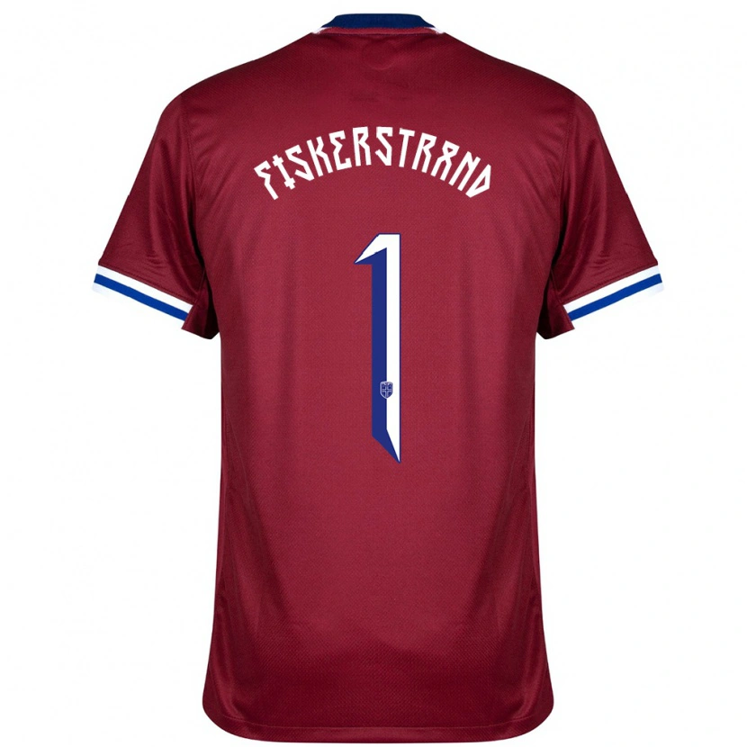 Danxen Enfant Maillot Norvège Cecilie Fiskerstrand #1 Rouge Bleu Blanc Tenues Domicile 24-26 T-Shirt