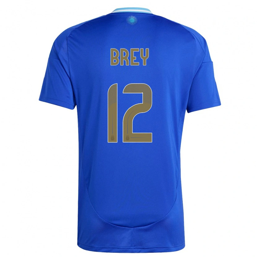 Danxen Enfant Maillot Argentine Leandro Brey #12 Bleu Tenues Extérieur 24-26 T-Shirt