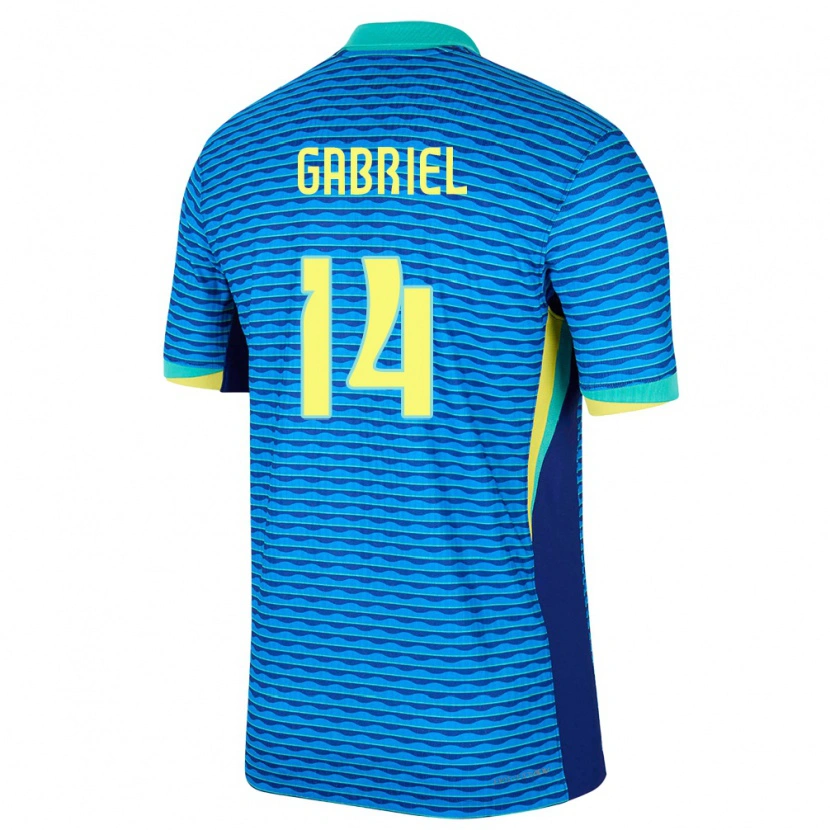 Danxen Enfant Maillot Brésil Gabriel Magalhães #14 Bleu Tenues Extérieur 24-26 T-Shirt