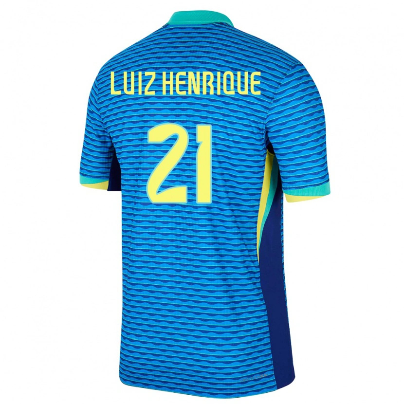 Danxen Enfant Maillot Brésil Luiz Henrique #21 Bleu Tenues Extérieur 24-26 T-Shirt