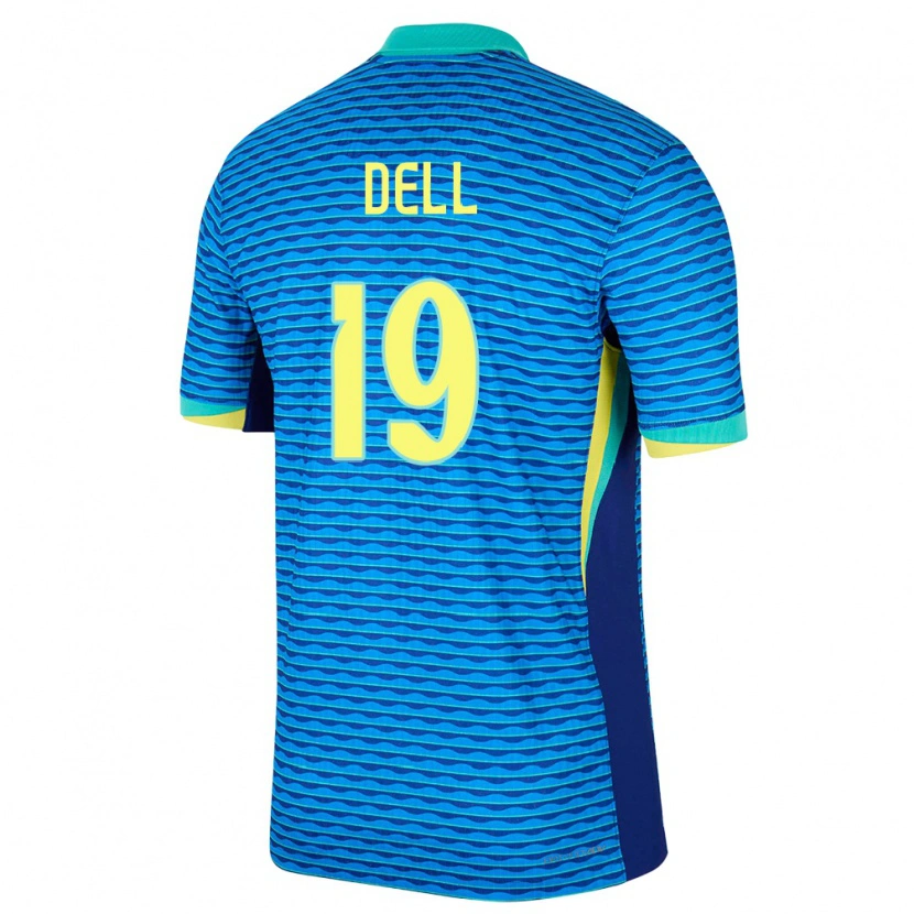 Danxen Enfant Maillot Brésil Dell #19 Bleu Tenues Extérieur 24-26 T-Shirt