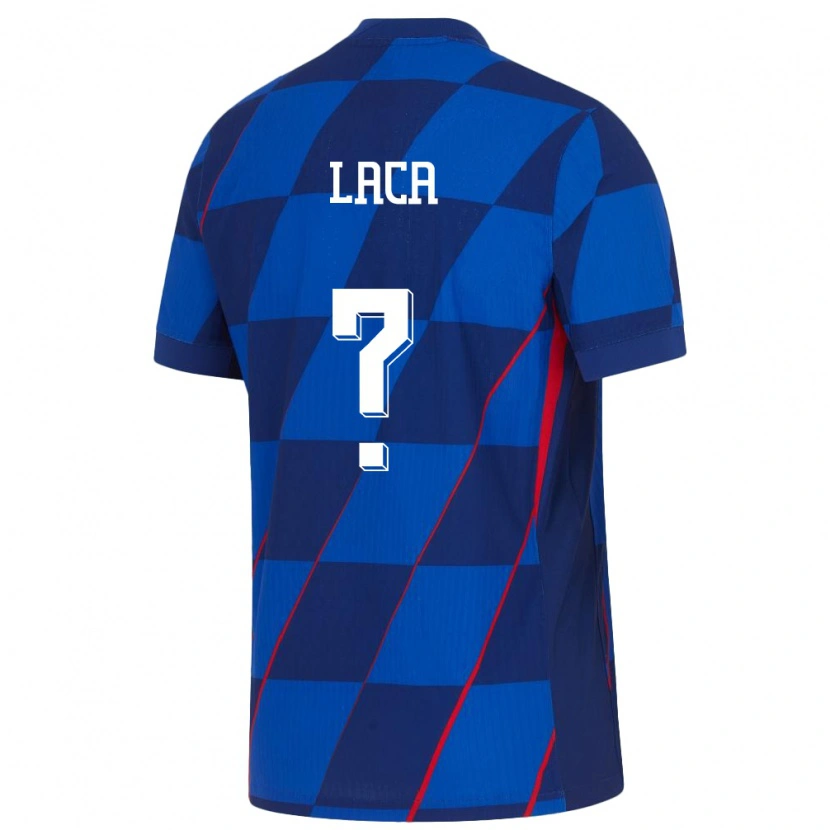 Danxen Enfant Maillot Croatie Ivan Laca #0 Bleu Tenues Extérieur 24-26 T-Shirt